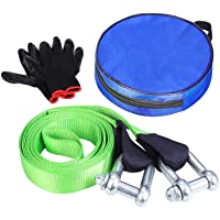 FIXKIT Cuerda de Remolque- 5M- 17600lb- Material Sólido- con Carga Máxima de 12T- Correa para Remolcar Vehículos- con 2…
